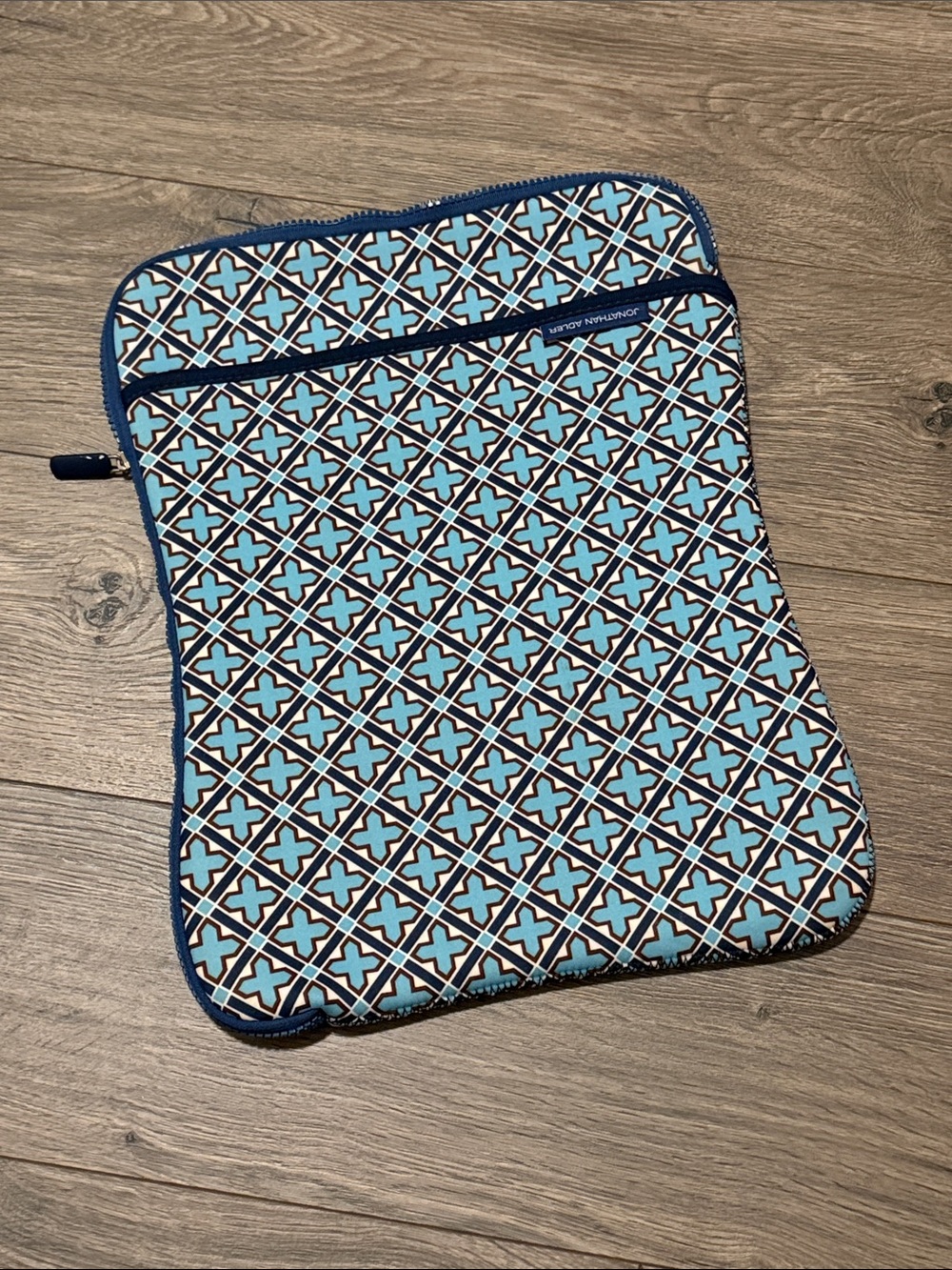 Jonathan Adler Blue & Navy Geometric Tablet Sleeve with Front Pocket
